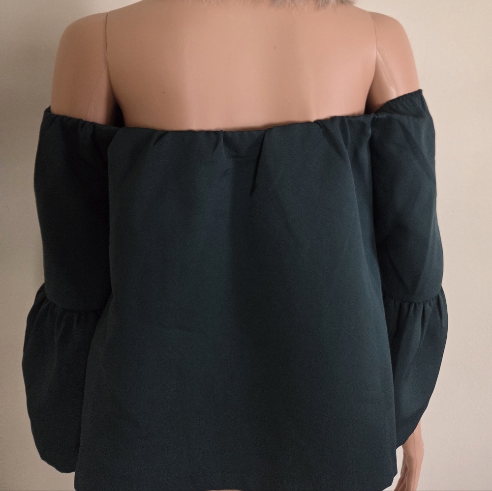 Paper Heart Dark Green Off Shoulder Crop Top Size Large - Picture 8 of 9